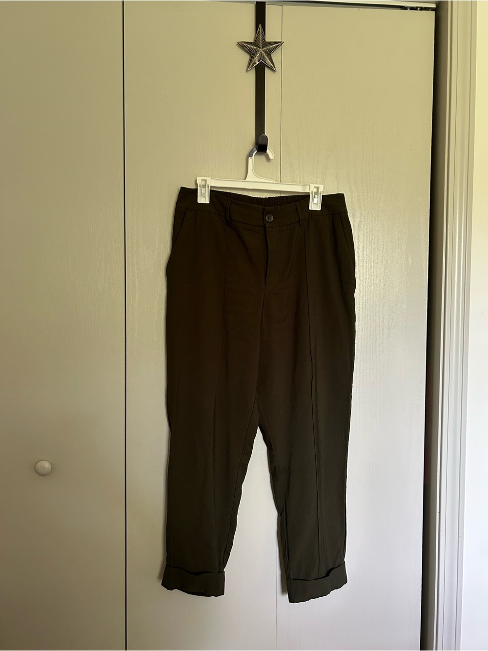 Women's Olive Green Chinos - Relaxed Tapered Fit